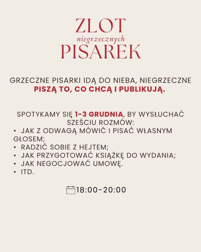 Zlot Niegrzecznych Pisarek – bezpłatne wydarzenie