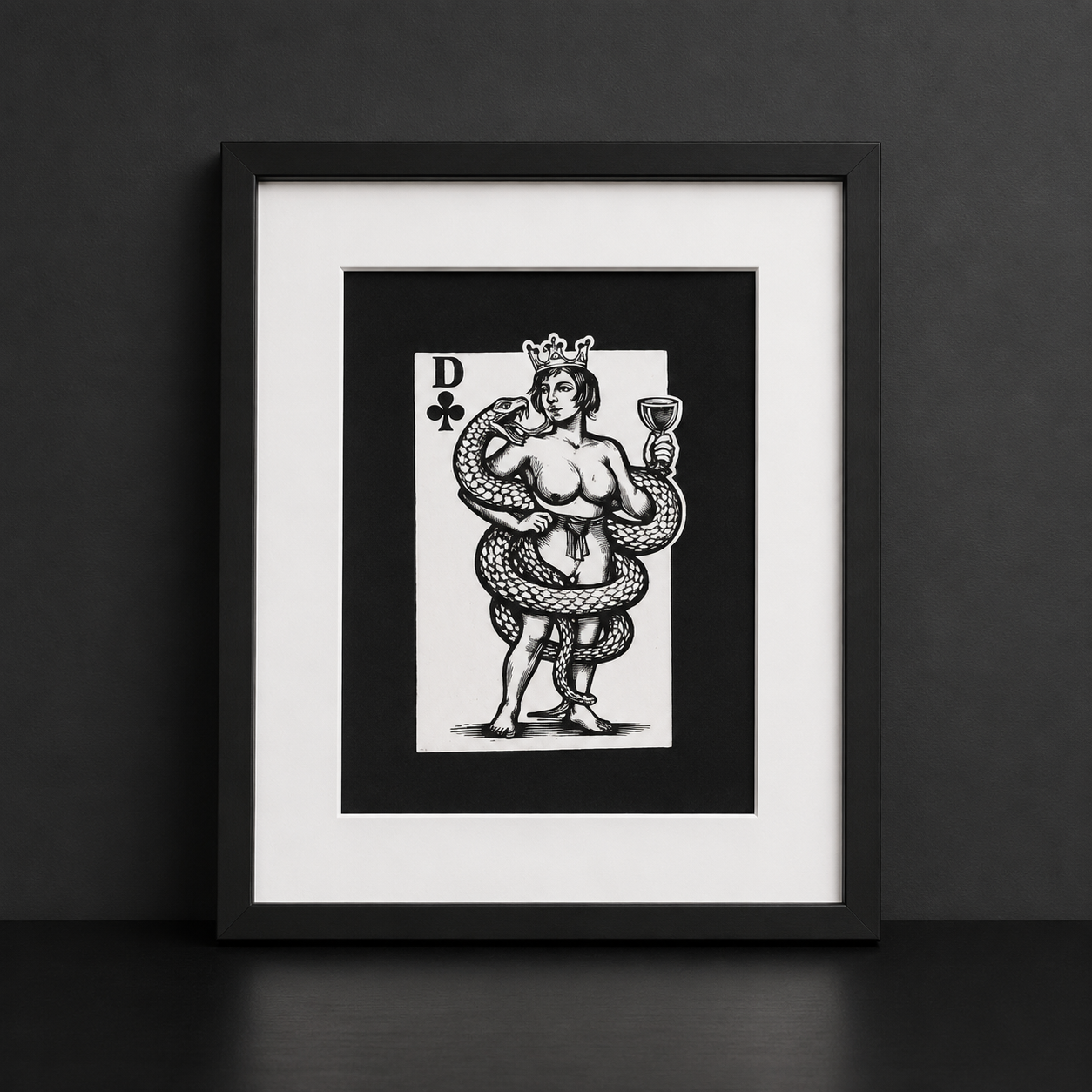 Queen of Clubs linoryt