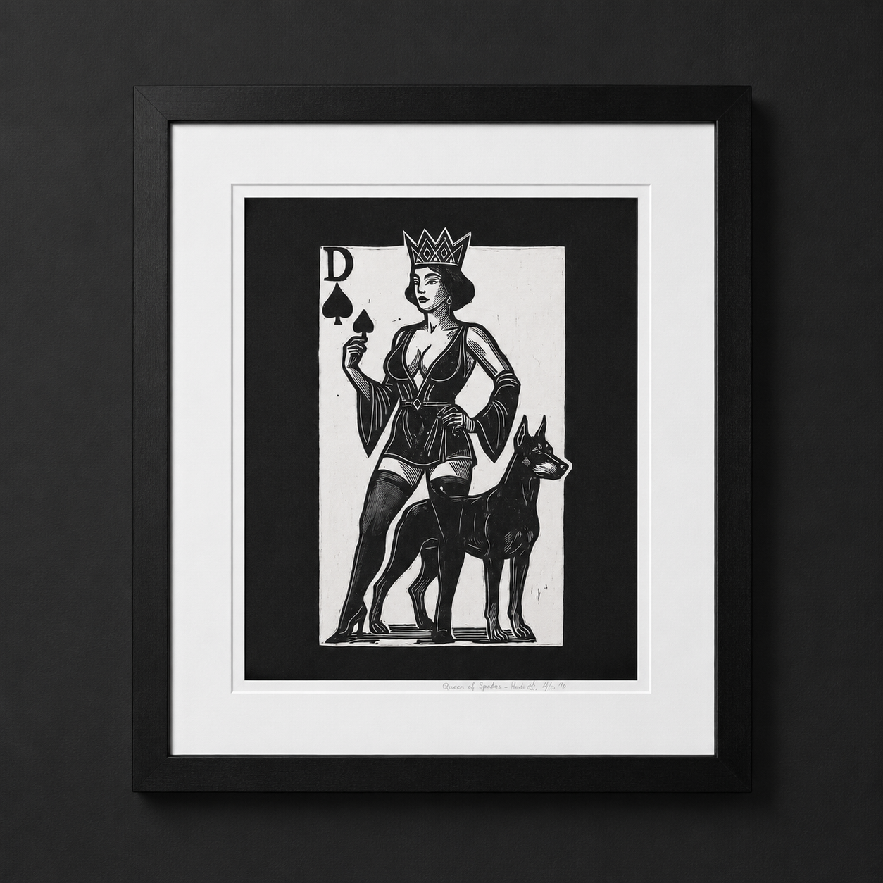 Queen of Spades linoryt